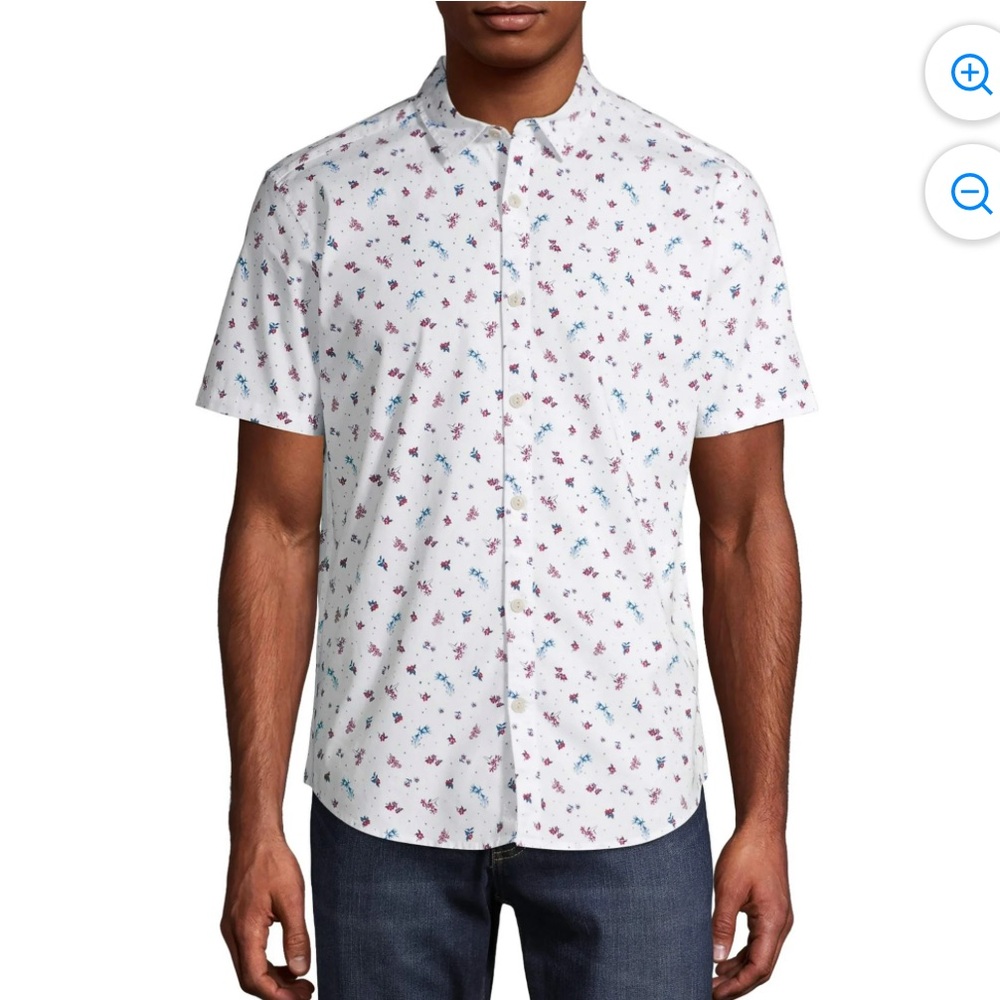 White Floral Short Sleeve Shirt (Box C) - Picture 1 of 8